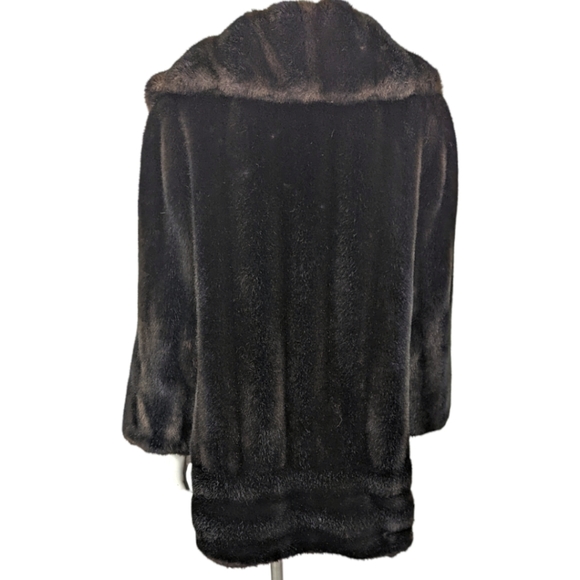 Vintage Faux Fur Mink Coat 70s 80s Country Pacer ILGWU Brown Made In USA - Picture 3 of 14